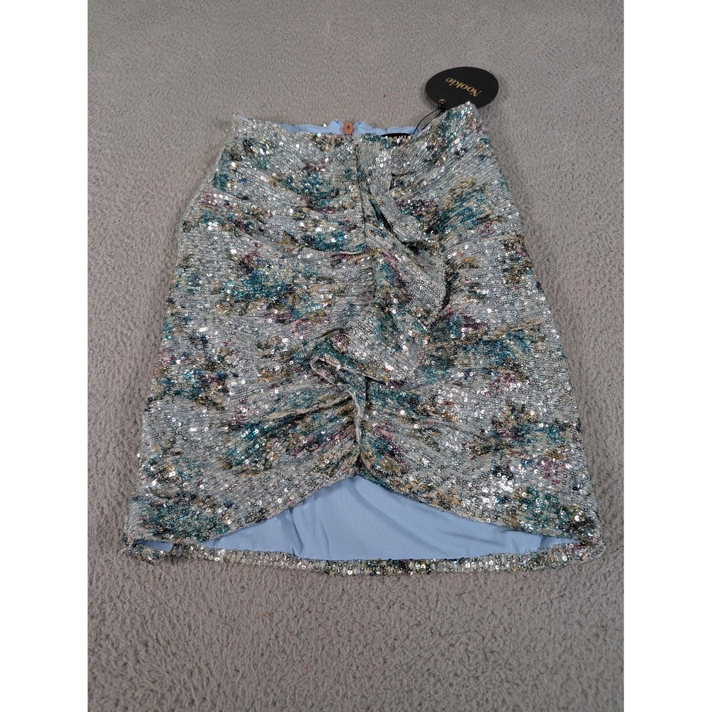 Nookie Forever Skirt Womens Small Blue Sequin Ruched Party Mini Dressy New - Picture 3 of 16